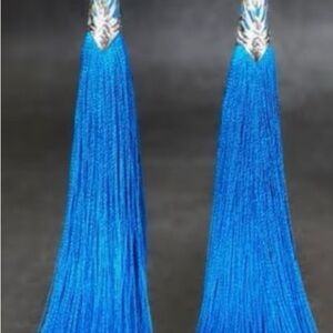 Elegant Blue Tassel Earrings